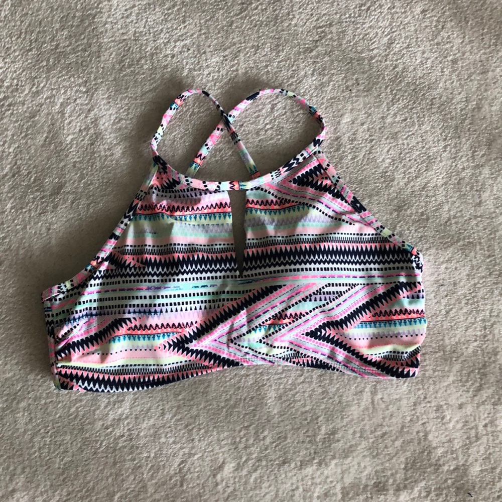 Printed halter neck bikini top